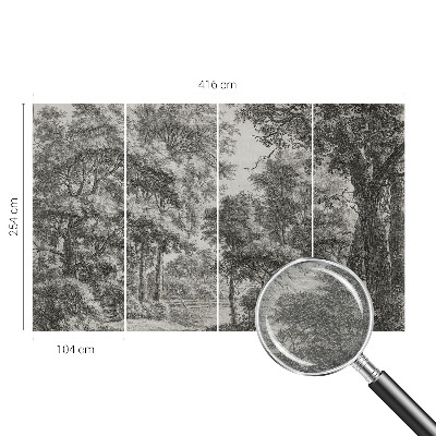 Fotomural decorativo para cabecero de cama con un paisaje forestal