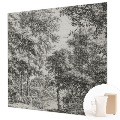 Fotomural decorativo para cabecero de cama con un paisaje forestal