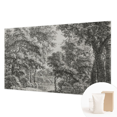 Fotomural decorativo para cabecero de cama con un paisaje forestal