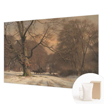 Papel mural texturado decorativo con diseño de paisaje invernal
