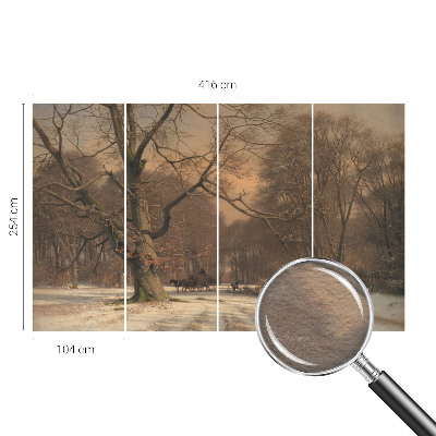 Papel mural texturado decorativo con diseño de paisaje invernal