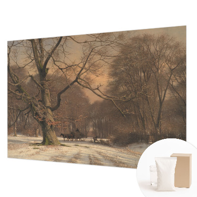 Papel mural texturado decorativo con diseño de paisaje invernal