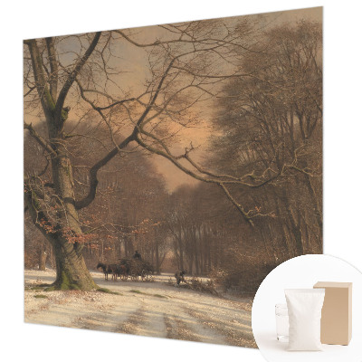 Papel mural texturado decorativo con diseño de paisaje invernal