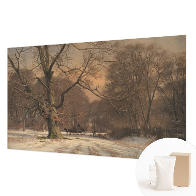 Papel mural texturado decorativo con diseño de paisaje invernal