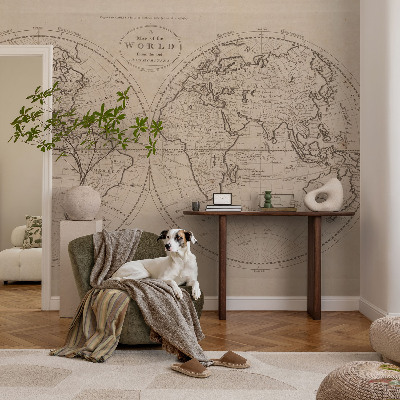 Mural decorativo con un mapa antiguo