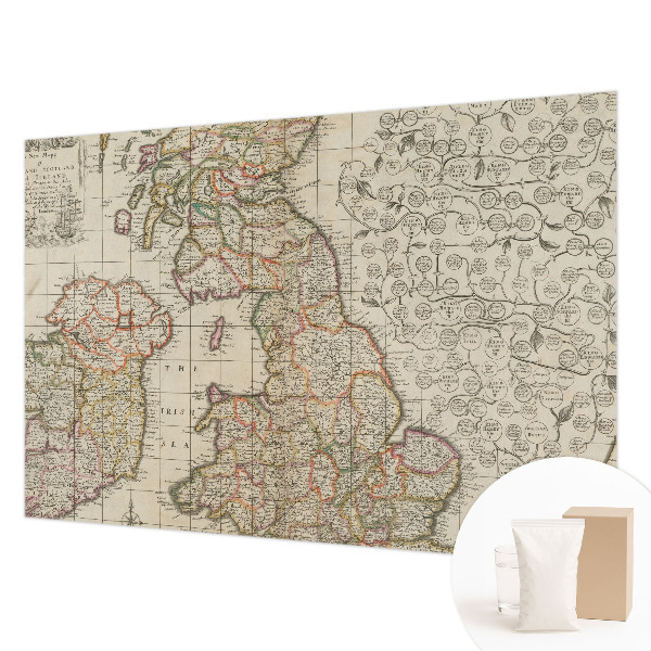 Fotomural decorativo para cabecero de cama con diseño de mapa antiguo
