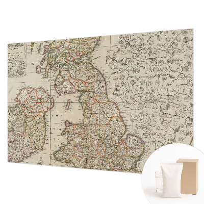 Fotomural decorativo para cabecero de cama con diseño de mapa antiguo