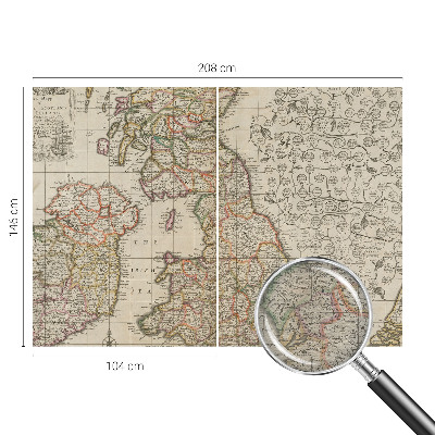 Fotomural decorativo para cabecero de cama con diseño de mapa antiguo