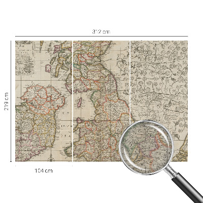 Fotomural decorativo para cabecero de cama con diseño de mapa antiguo