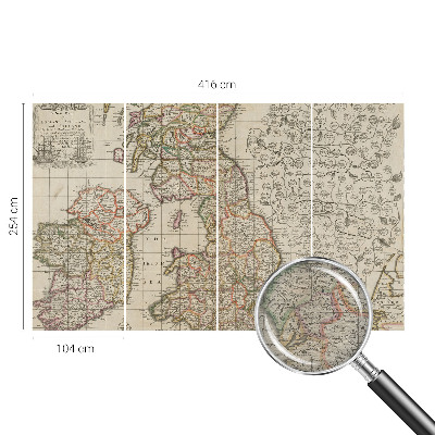 Fotomural decorativo para cabecero de cama con diseño de mapa antiguo