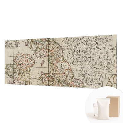 Fotomural decorativo para cabecero de cama con diseño de mapa antiguo