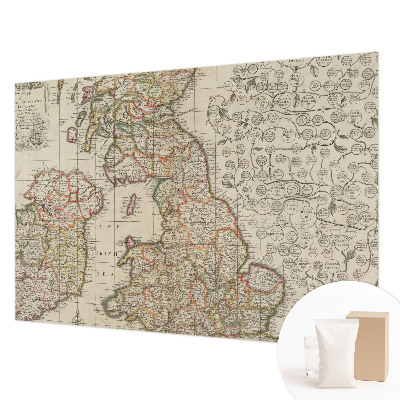 Fotomural decorativo para cabecero de cama con diseño de mapa antiguo
