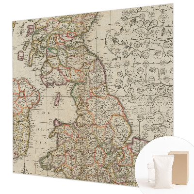 Fotomural decorativo para cabecero de cama con diseño de mapa antiguo