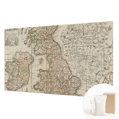 Fotomural decorativo para cabecero de cama con diseño de mapa antiguo
