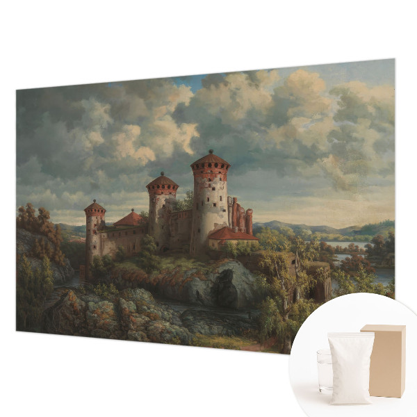 Papel mural con patrón decorativo con un paisaje romántico