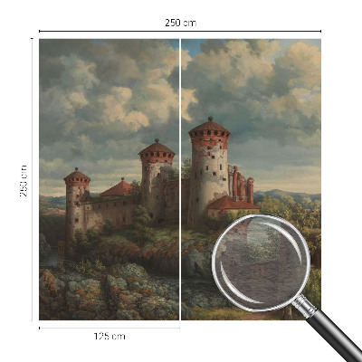 Papel mural con patrón decorativo con un paisaje romántico