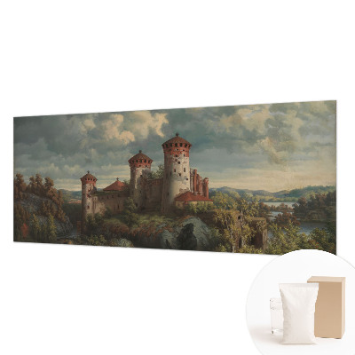 Papel mural con patrón decorativo con un paisaje romántico