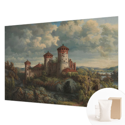 Papel mural con patrón decorativo con un paisaje romántico