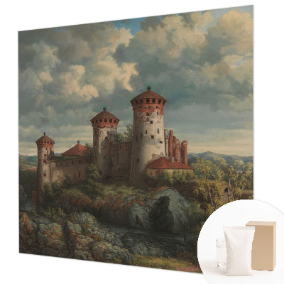 Papel mural con patrón decorativo con un paisaje romántico