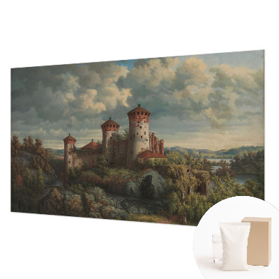 Papel mural con patrón decorativo con un paisaje romántico