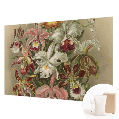 Fotomural decorativo para cabecero de cama con un motivo de elegancia floral para dormitorio