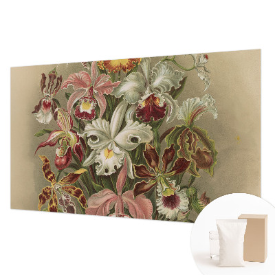 Fotomural decorativo para cabecero de cama con un motivo de elegancia floral para dormitorio