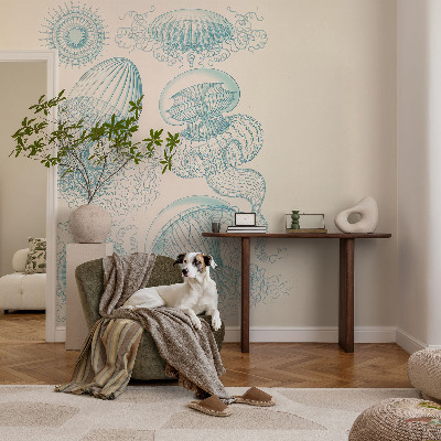 Papel mural con patrón decorativo con un diseño de medusas marinas