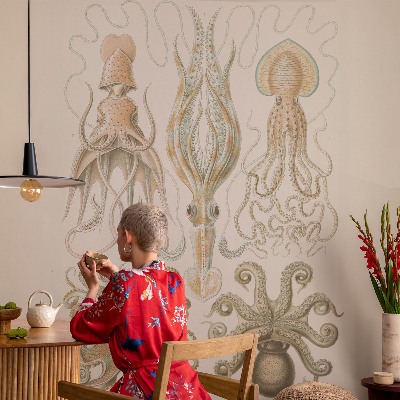 Papel mural texturado decorativo con diseño de vida marina