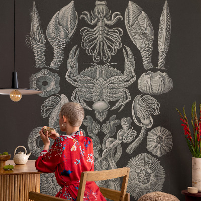 Mural decorativo con diseño de formas subacuáticas