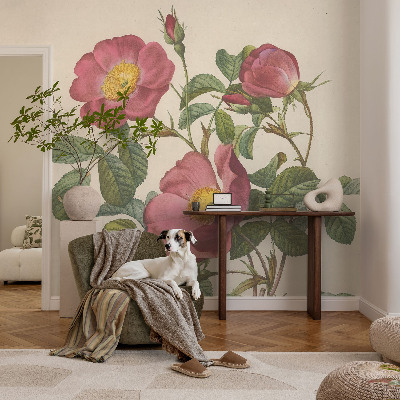 Papel mural con patrón decorativo con motivo de rosa