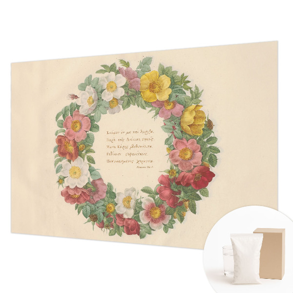 Papel mural texturado decorativo con motivo de corona floral