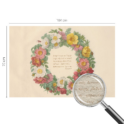 Papel mural texturado decorativo con motivo de corona floral