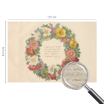 Papel mural texturado decorativo con motivo de corona floral