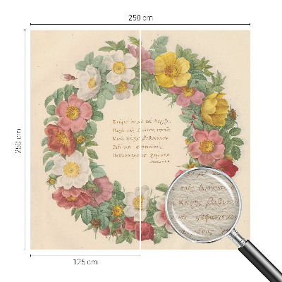 Papel mural texturado decorativo con motivo de corona floral