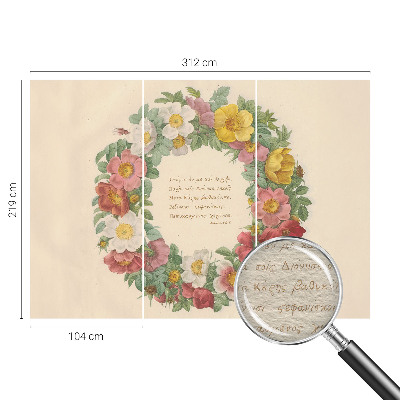 Papel mural texturado decorativo con motivo de corona floral