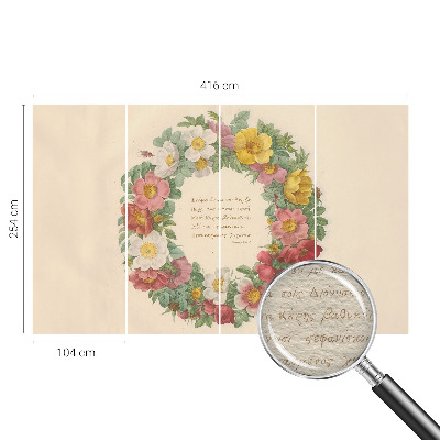 Papel mural texturado decorativo con motivo de corona floral