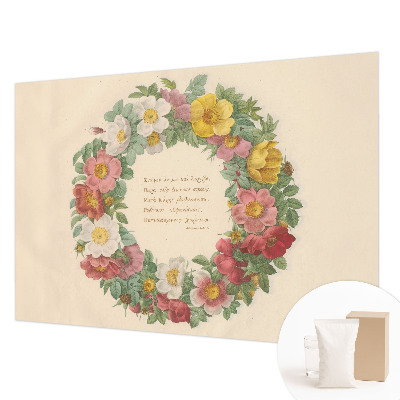 Papel mural texturado decorativo con motivo de corona floral