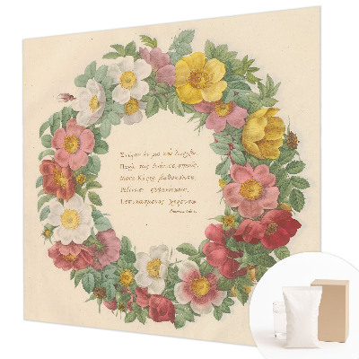 Papel mural texturado decorativo con motivo de corona floral
