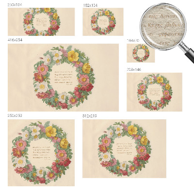 Papel mural texturado decorativo con motivo de corona floral
