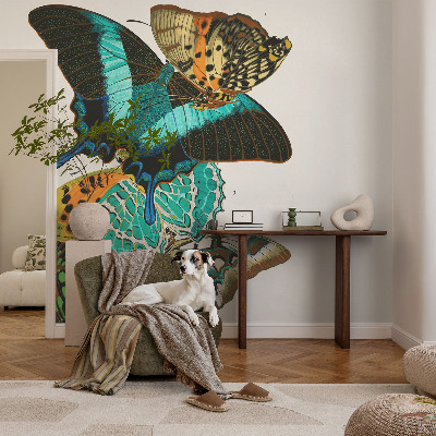 Mural decorativo con mariposas coloridas