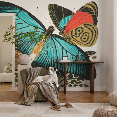 Fotomural decorativo para cabecero de cama con diseño de mariposas coloridas