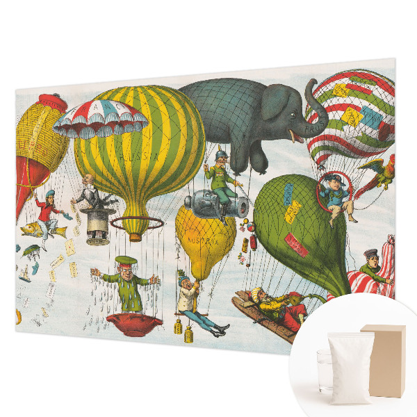 Mural de pared con estampado hermoso con diseño de viaje en globo