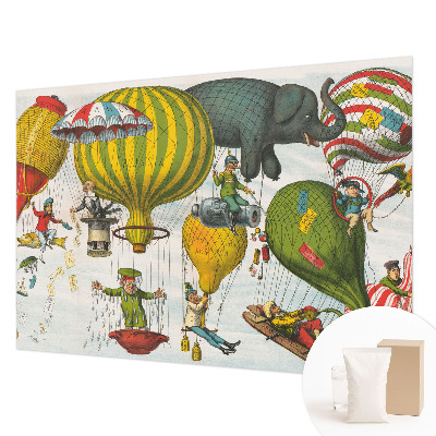 Mural de pared con estampado hermoso con diseño de viaje en globo