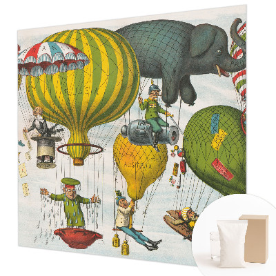 Mural de pared con estampado hermoso con diseño de viaje en globo
