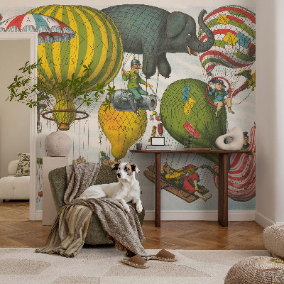 Mural de pared con estampado hermoso con diseño de viaje en globo