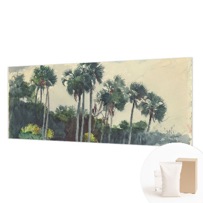 Papel mural texturado decorativo con estampado de palmeras exóticas