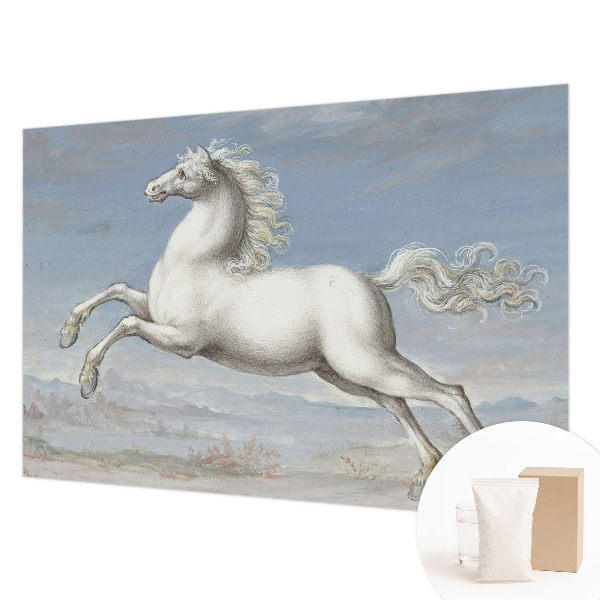 Fotomural decorativo para cabecero de cama con diseño de caballos en pleno salto
