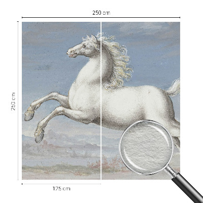 Fotomural decorativo para cabecero de cama con diseño de caballos en pleno salto