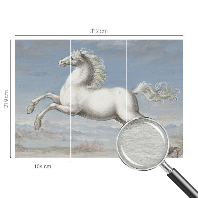 Fotomural decorativo para cabecero de cama con diseño de caballos en pleno salto