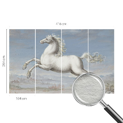 Fotomural decorativo para cabecero de cama con diseño de caballos en pleno salto